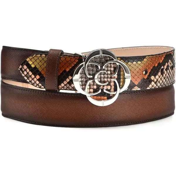 Cuadra Womens Belt in Genuine Python Leather CDA28PHBrown