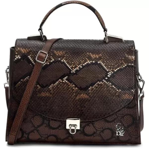 Cuadra Womens Handbag in Genuine Python Leather Brown BOD95PH