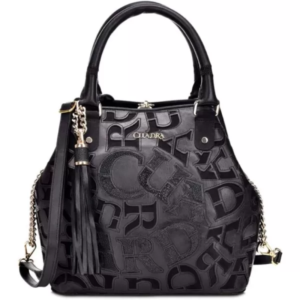 Cuadra Womens Tote Bag in Genuine Leather with Genuine Stingray Leather BlackBlack