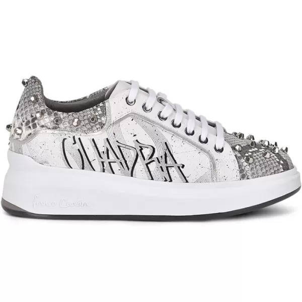 FRANCO CUADRA Womens Sneakers in Genuine Python Leather with Studs White 7P2PBPNWhite