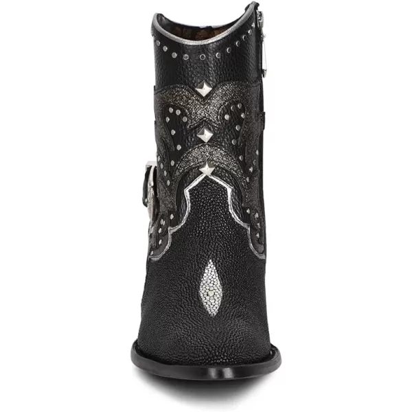 imageCuadra Womens Bootie in Genuine Stingray Leather Black with Zipper and StudsBlack