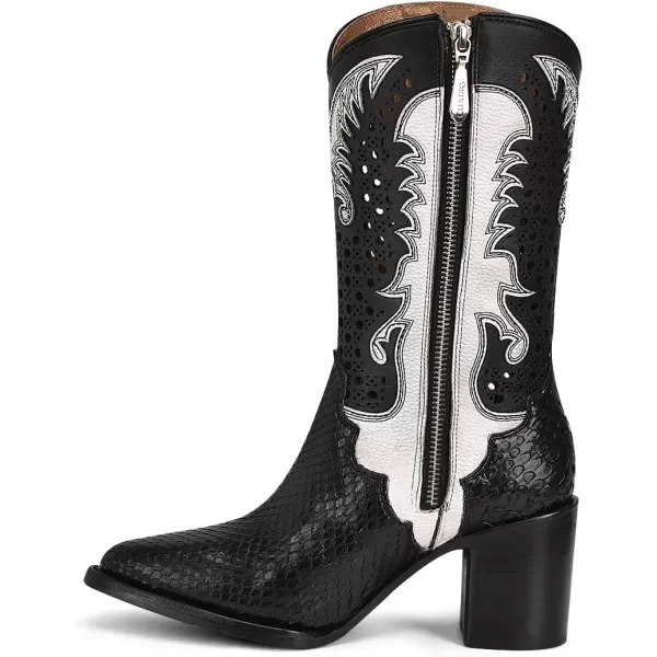 imageCuadra Womens Cowgirl Boot in Genuine Python Leather Black with Fringes 4Q09PH