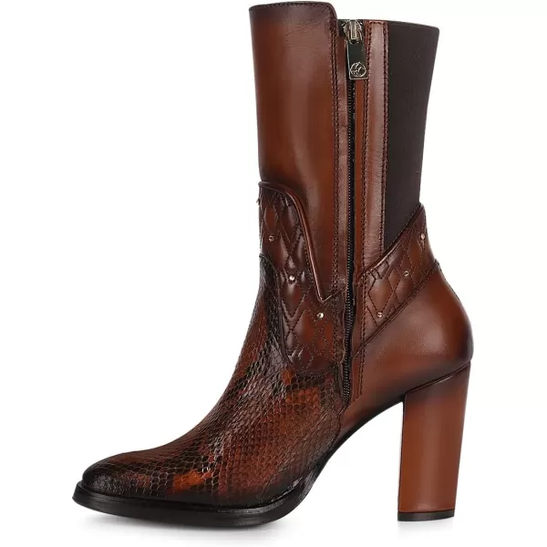 imageFRANCO CUADRA Womens High Heeled Ankle Boots in Genuine Python Leather with Zipper Brown T43PBRNTerracota