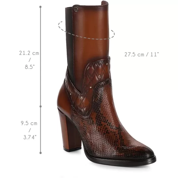 imageFRANCO CUADRA Womens High Heeled Ankle Boots in Genuine Python Leather with Zipper Brown T43PBRNTerracota