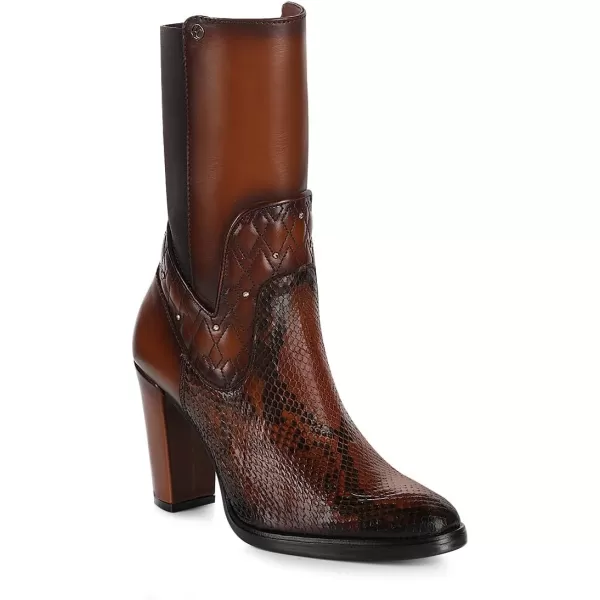 imageFRANCO CUADRA Womens High Heeled Ankle Boots in Genuine Python Leather with Zipper Brown T43PBRNTerracota