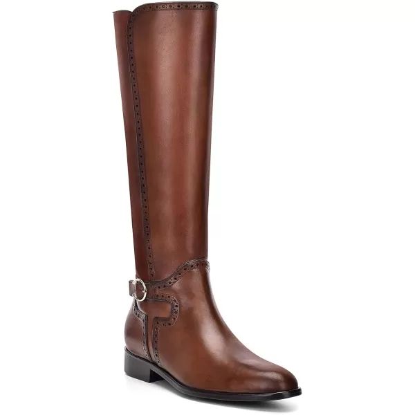 imageFRANCO CUADRA Womens Riding Boot in Genuine Leather Honey BrownBrown