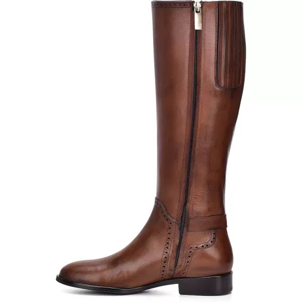 imageFRANCO CUADRA Womens Riding Boot in Genuine Leather Honey BrownBrown