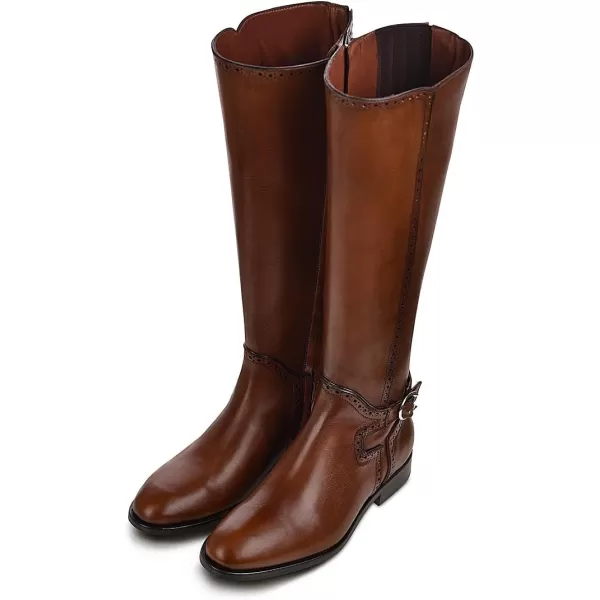 imageFRANCO CUADRA Womens Riding Boot in Genuine Leather Honey BrownBrown