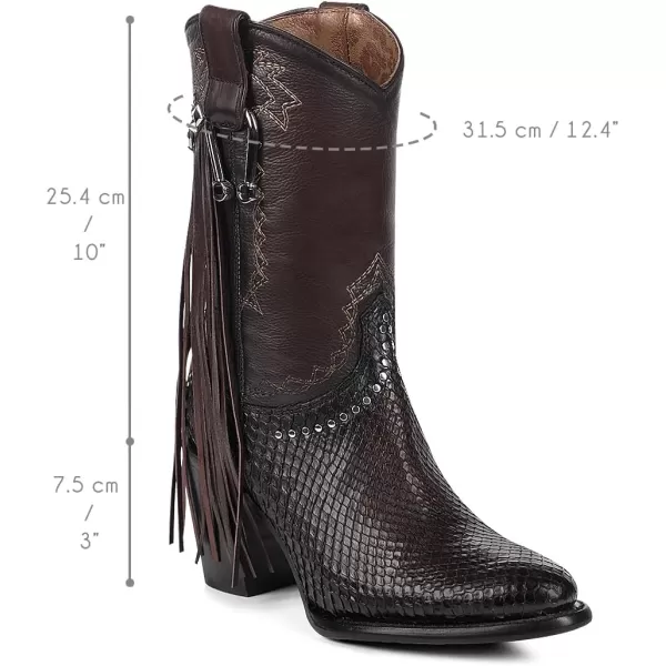 imageCuadra Handmade Exotic Python Leather Western Style Boots With Studded Details Dark Brown 4V11PHChocolate