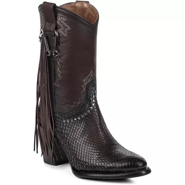 imageCuadra Handmade Exotic Python Leather Western Style Boots With Studded Details Dark Brown 4V11PHChocolate