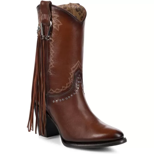 imageCuadra Handmade Honey leather Western Style Boots With Studded Details Brown 4V11RSBrown