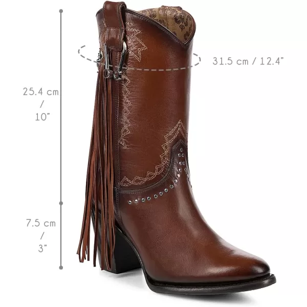 imageCuadra Handmade Honey leather Western Style Boots With Studded Details Brown 4V11RSBrown