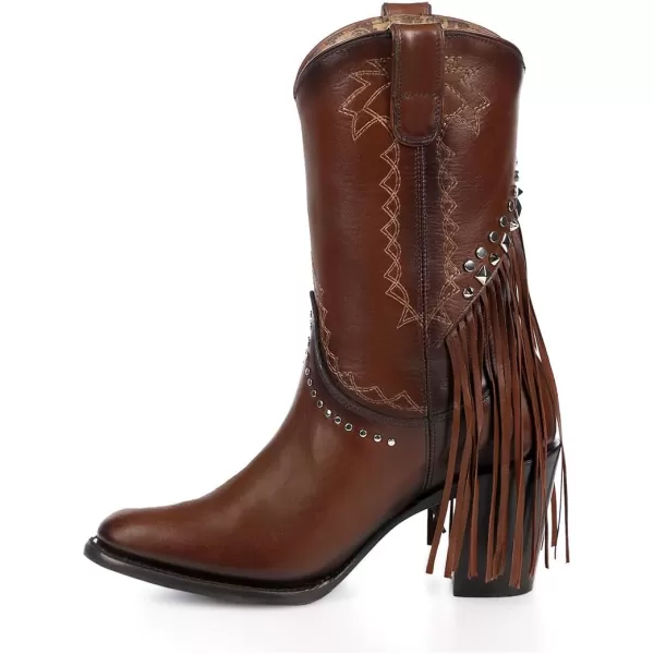 imageCuadra Handmade Honey leather Western Style Boots With Studded Details Brown 4V11RSBrown