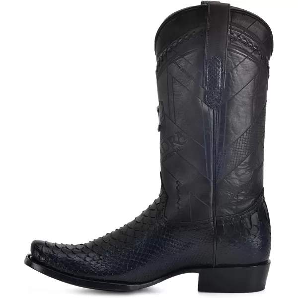 imageCuadra Mens Cowboy Boot in Genuine Python Leather and Bovine Leather Blue 1J2FPHBlue