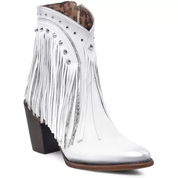 imageCuadra Womens Bootie in Genuine Leather with Decorative Fringes White 4V09RSWhite