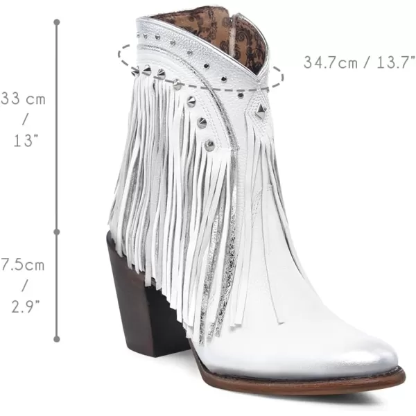 imageCuadra Womens Bootie in Genuine Leather with Decorative Fringes White 4V09RSWhite