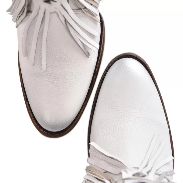 imageCuadra Womens Bootie in Genuine Leather with Decorative Fringes White 4V09RSWhite