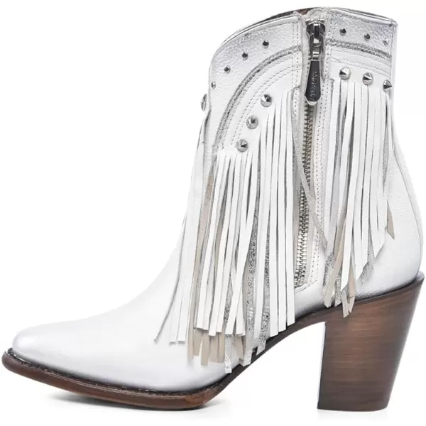 imageCuadra Womens Bootie in Genuine Leather with Decorative Fringes White 4V09RSWhite