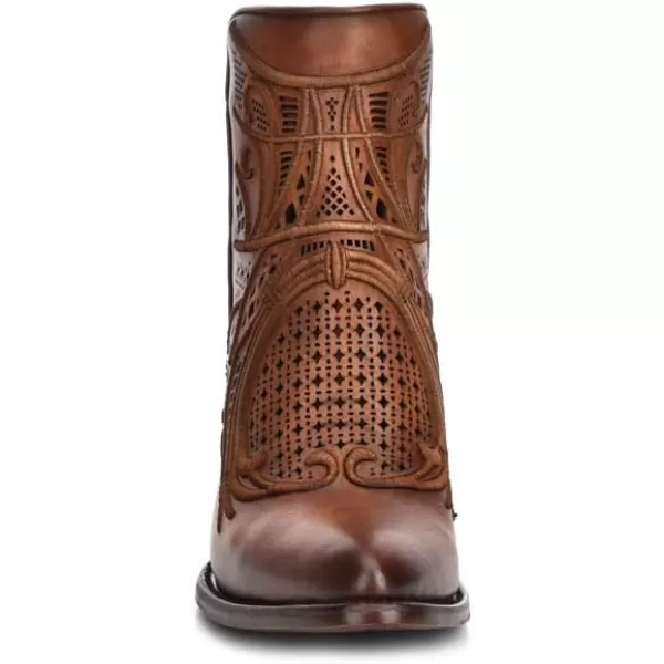 imageCuadra Womens Bootie in Genuine Leather with Embroidery and Zipper Brown 3F48RSBrown