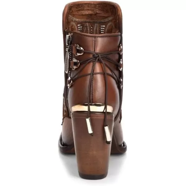 imageCuadra Womens Bootie in Genuine Leather with Embroidery and Zipper Brown 3F48RSBrown