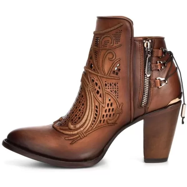 imageCuadra Womens Bootie in Genuine Leather with Embroidery and Zipper Brown 3F48RSBrown