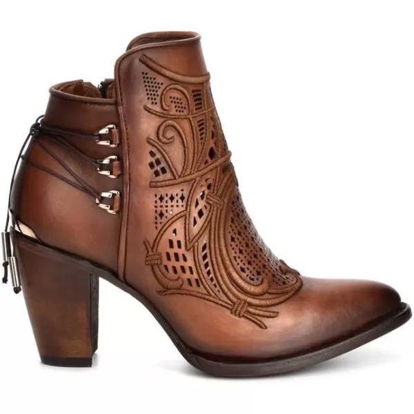 imageCuadra Womens Bootie in Genuine Leather with Embroidery and Zipper Brown 3F48RSBrown