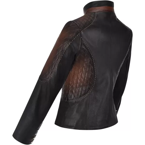 imageCuadra Womens Jacket in Genuine Leather with Padded Applications BlackBlack