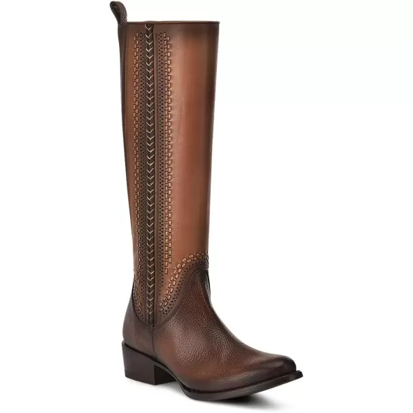 imageCuadra Womens Tall Boot with Bovine Leather Laser Engraving and Perforated Details 1X4IRSBrown