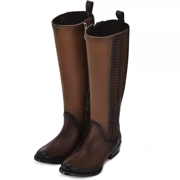 imageCuadra Womens Tall Boot with Bovine Leather Laser Engraving and Perforated Details 1X4IRSBrown