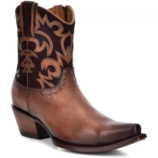 imageCuadra Womens Western Chic Bootie in Genuine Leather with Zipper BrownBrown