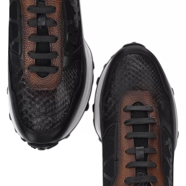 imageFRANCO CUADRA Mens Sneakers in Genuine Python Leather BlackGrey