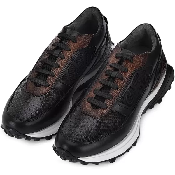 imageFRANCO CUADRA Mens Sneakers in Genuine Python Leather BlackGrey