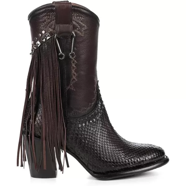 imageCuadra Handmade Exotic Python Leather Western Style Boots With Studded Details Dark Brown 4V11PHChocolate