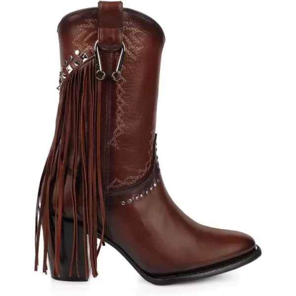 imageCuadra Handmade Honey leather Western Style Boots With Studded Details Brown 4V11RSBrown