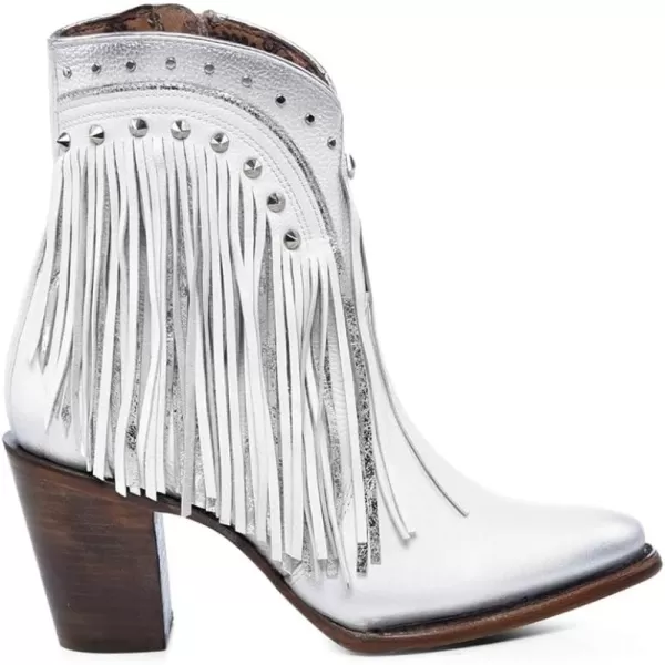 imageCuadra Womens Bootie in Genuine Leather with Decorative Fringes White 4V09RSWhite