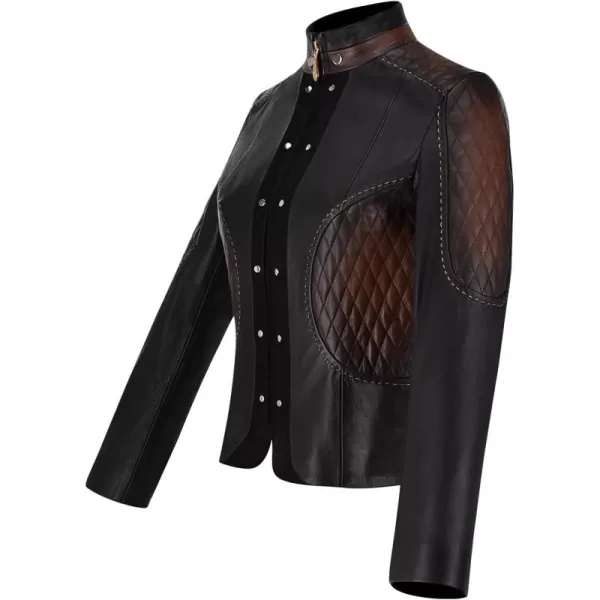 imageCuadra Womens Jacket in Genuine Leather with Padded Applications BlackBlack