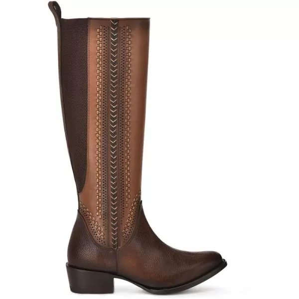 imageCuadra Womens Tall Boot with Bovine Leather Laser Engraving and Perforated Details 1X4IRSBrown