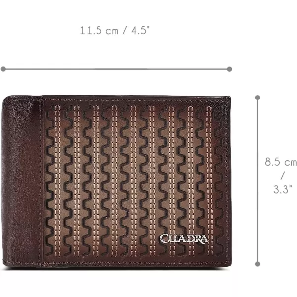 imageCuadra Mens Wallet in Genuine Leather Bifold with Geometric Design Brown BC025RS BrownBrown