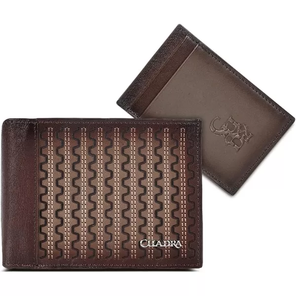 imageCuadra Mens Wallet in Genuine Leather Bifold with Geometric Design Brown BC025RS BrownBrown