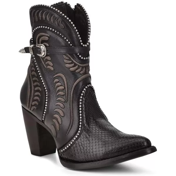 imageCuadra Womens Bootie in Genuine Python Leather and Bovine LeatherBlack