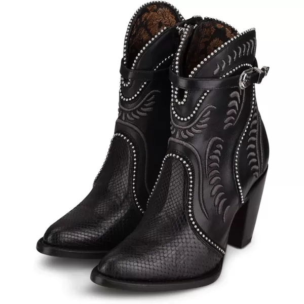 imageCuadra Womens Bootie in Genuine Python Leather and Bovine LeatherBlack