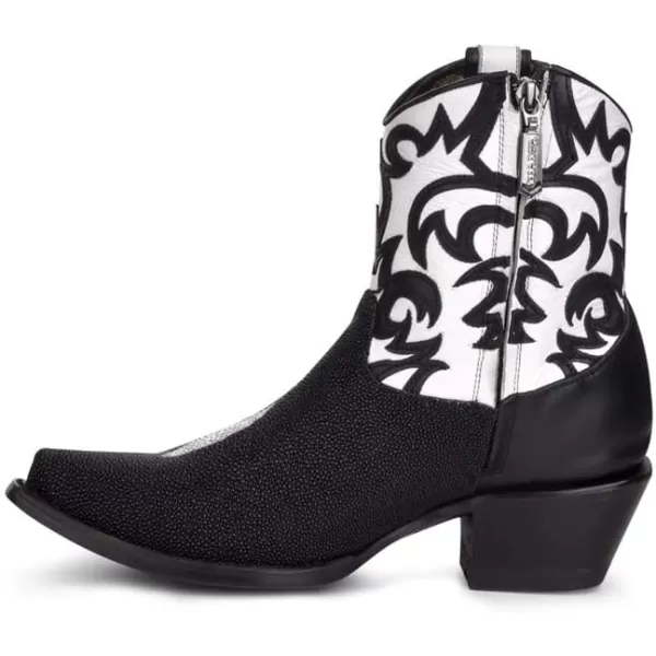 imageCuadra Womens Western Chic Bootie in Genuine Stingray Leather with Zipper BlackBlack