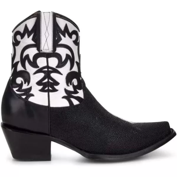 imageCuadra Womens Western Chic Bootie in Genuine Stingray Leather with Zipper BlackBlack