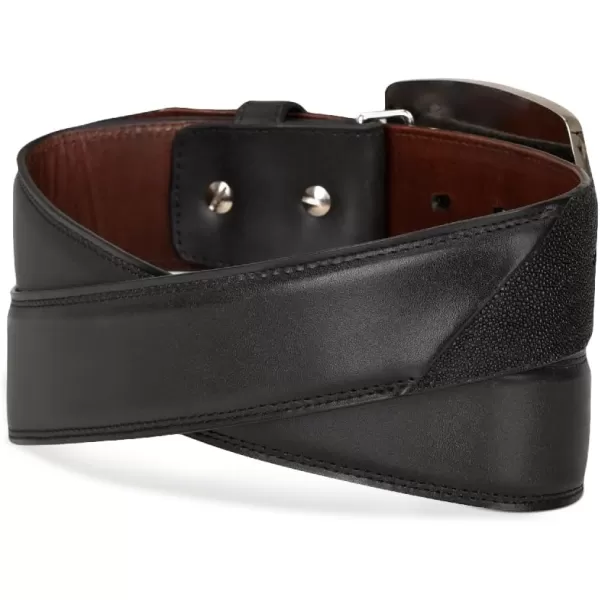 imageCuadra Mens Cowboy Belt in Genuine Stingray Leather Black CV496MA