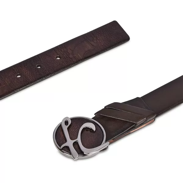 imageCuadra Mens Dress Belt in Genuine Ostrich Leg Leather Brown