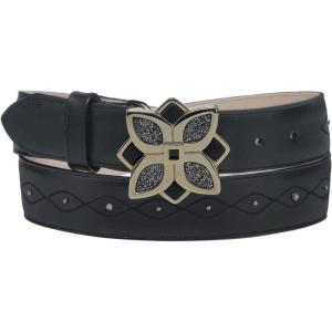 imageCuadra  Belt for Women in Genuine Leather with Studs and Floral Buckle Exclusive Design CDA35RS Black