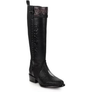 imageCUADRA Womens High Boot in Stingray and Bovine Leather with Metallic Accents Black 4X01MA