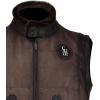 imageCuadra Dark Brown Leather Vest Fur Collar Zip Front Reflective PocketsBrown