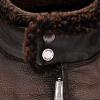 imageCuadra Dark Brown Leather Vest Fur Collar Zip Front Reflective PocketsBrown