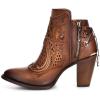 imageCuadra Womens Bootie in Genuine Leather with Embroidery and Zipper Brown 3F48RS Size 10